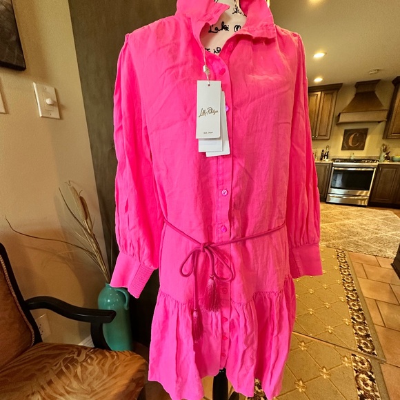 💥Lilly Pulitzer - DRENA Linen Dress NWT- Passion Fruit Pink - Lined - NWT!!!💥 - Picture 3 of 14